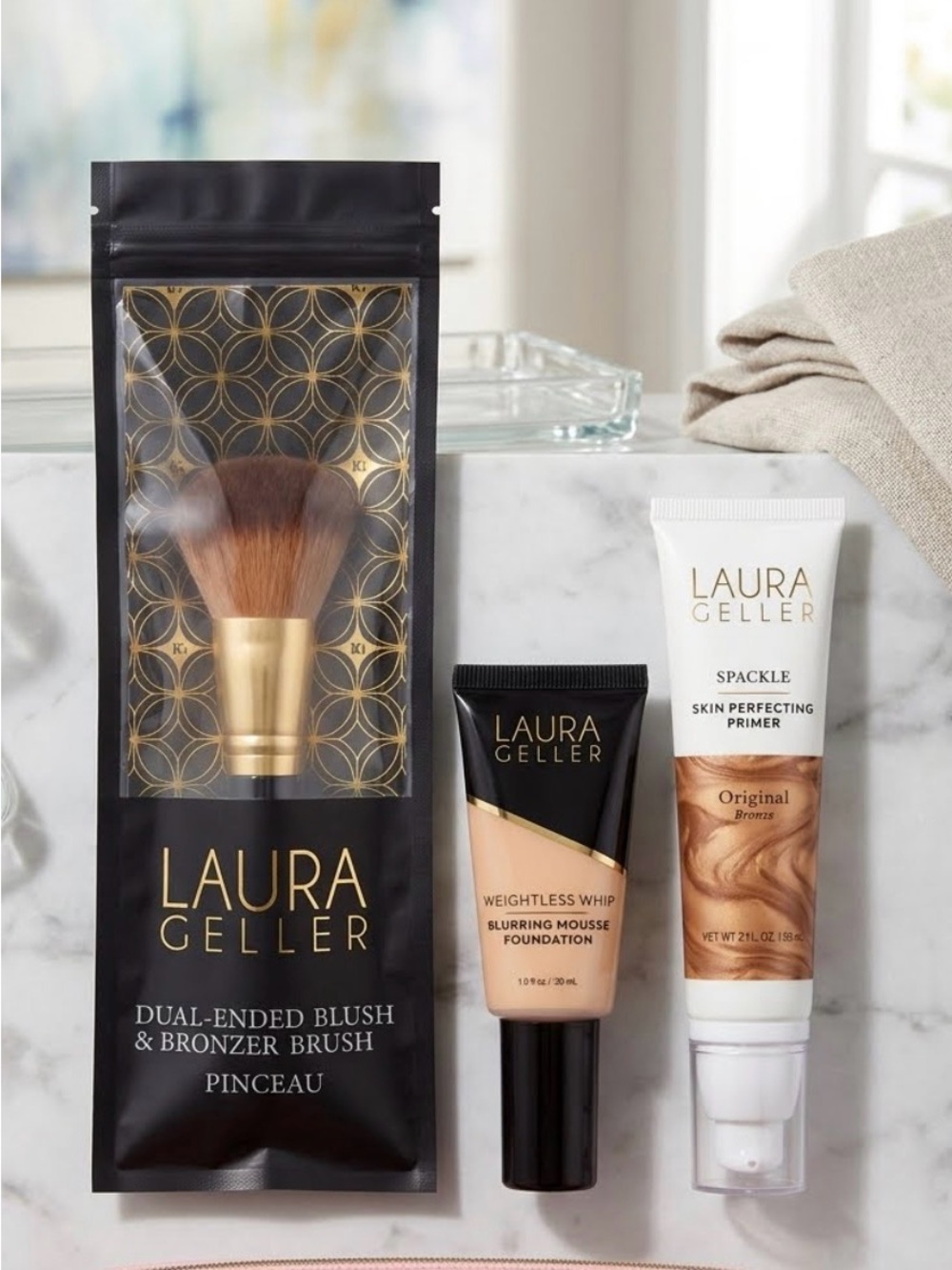 : Laura Geller 3-Pc Flawless Complexion Kit: Mousse Foundation, Bronze Prime